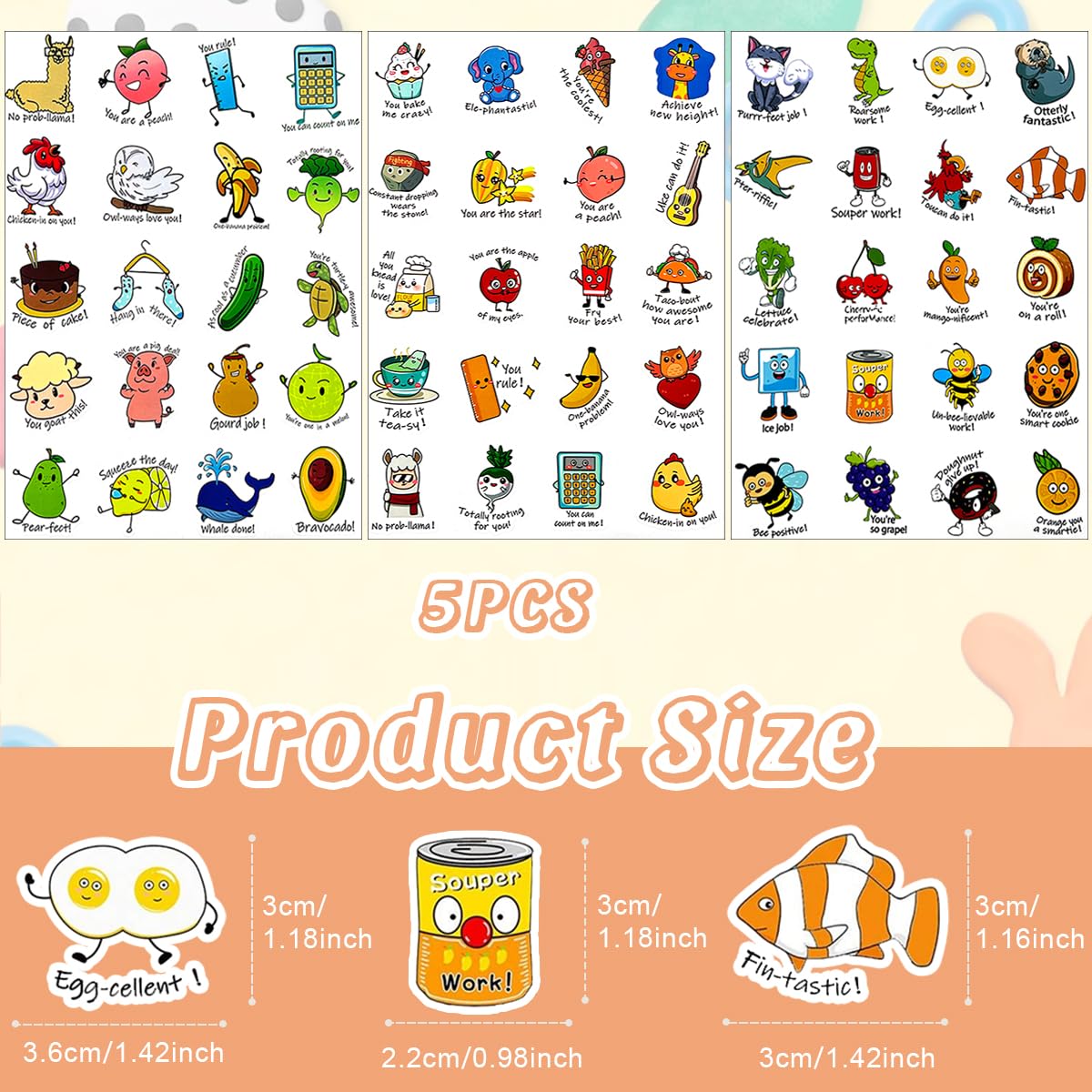 Climberty Cartoon Reward Stickers Set for Kids with 100 Vinyl Pieces | Self-Adhesive Fun