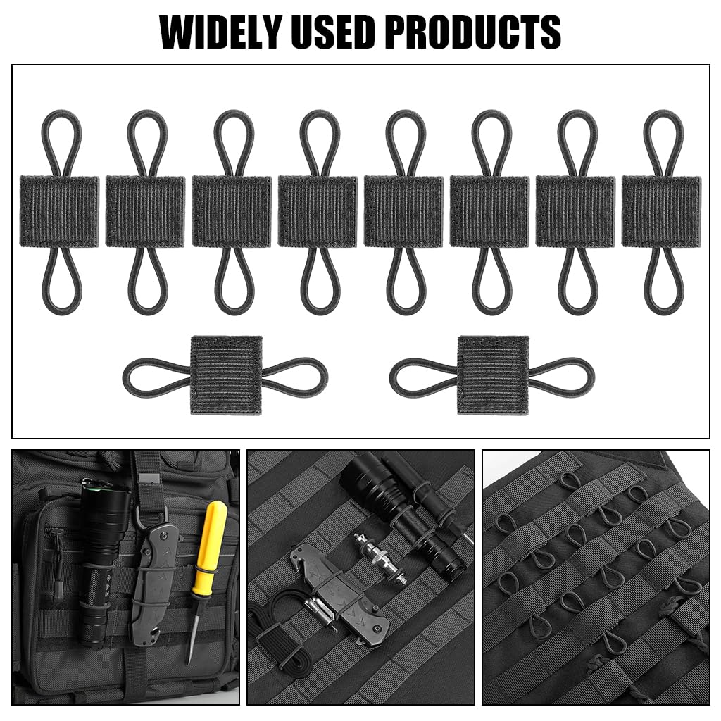 Proberos® Pack of 10 Tactical Gear Holder Clip Molle Webbing Retainer Elastic Binding Ribbon Buckle for Tactical Vests Backpacks Multi-Purpose Attachments for Backpacks, Vests