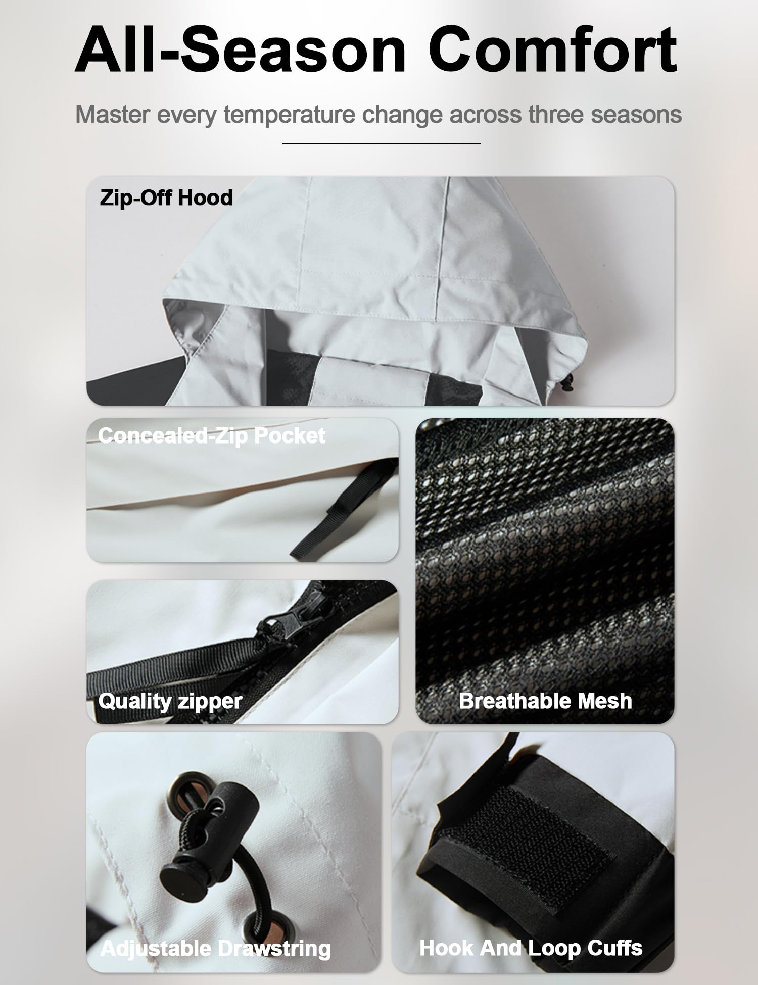 Venzina Men's Hiking Jacket for Trekking and Daily Use with Detachable Hood | Blue Windproof Mesh Liner