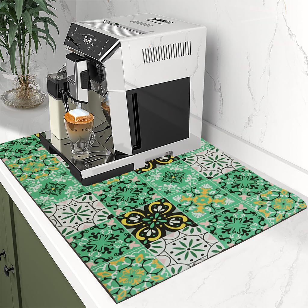 Supvox Dish Drying Mat for Kitchen Counter with Non Slip Rubber Base and Heat Resistance 40x50cm Green