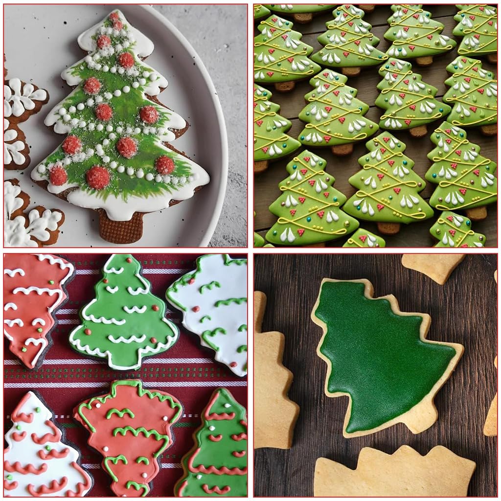 HASTHIP Christmas Tree Cookie Cutters Set for Holiday Baking with 3 Sizes 7.5–12cm Stainless Steel | Family DIY Cookie Making