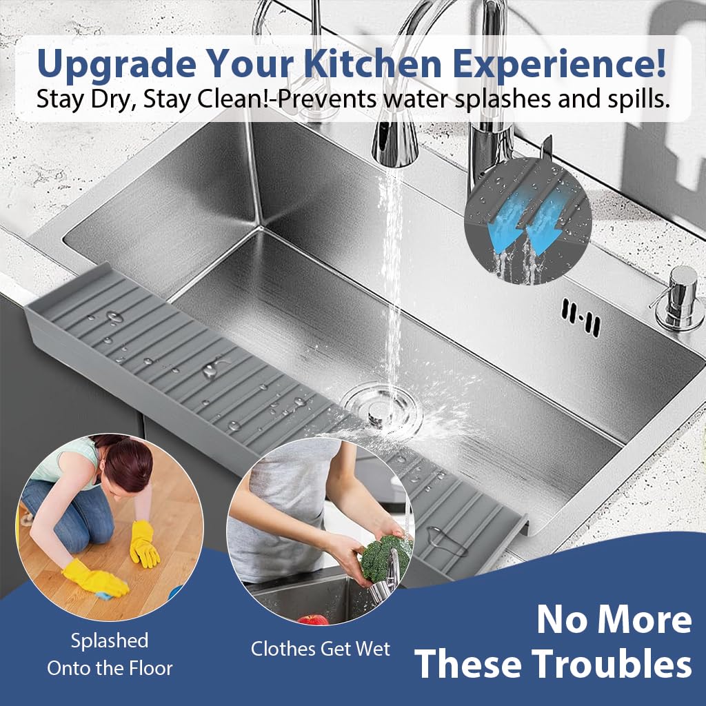 HASTHIP Sink Splash Guard for Kitchen Water with 4x20 in Dry Wet Separation Strip 2PCS