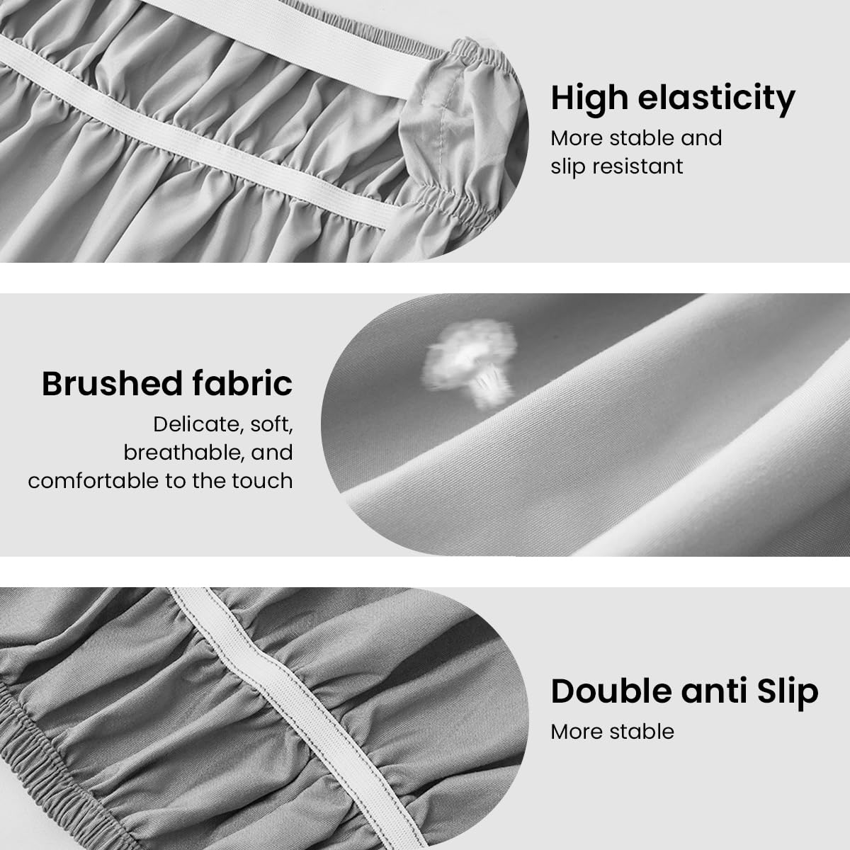 HASTHIP Pleated Bed Skirt for Full Size Beds 54x75 in with 15 in Drop in Minimalist Grey | Polyester Cotton Blend Dust Protection
