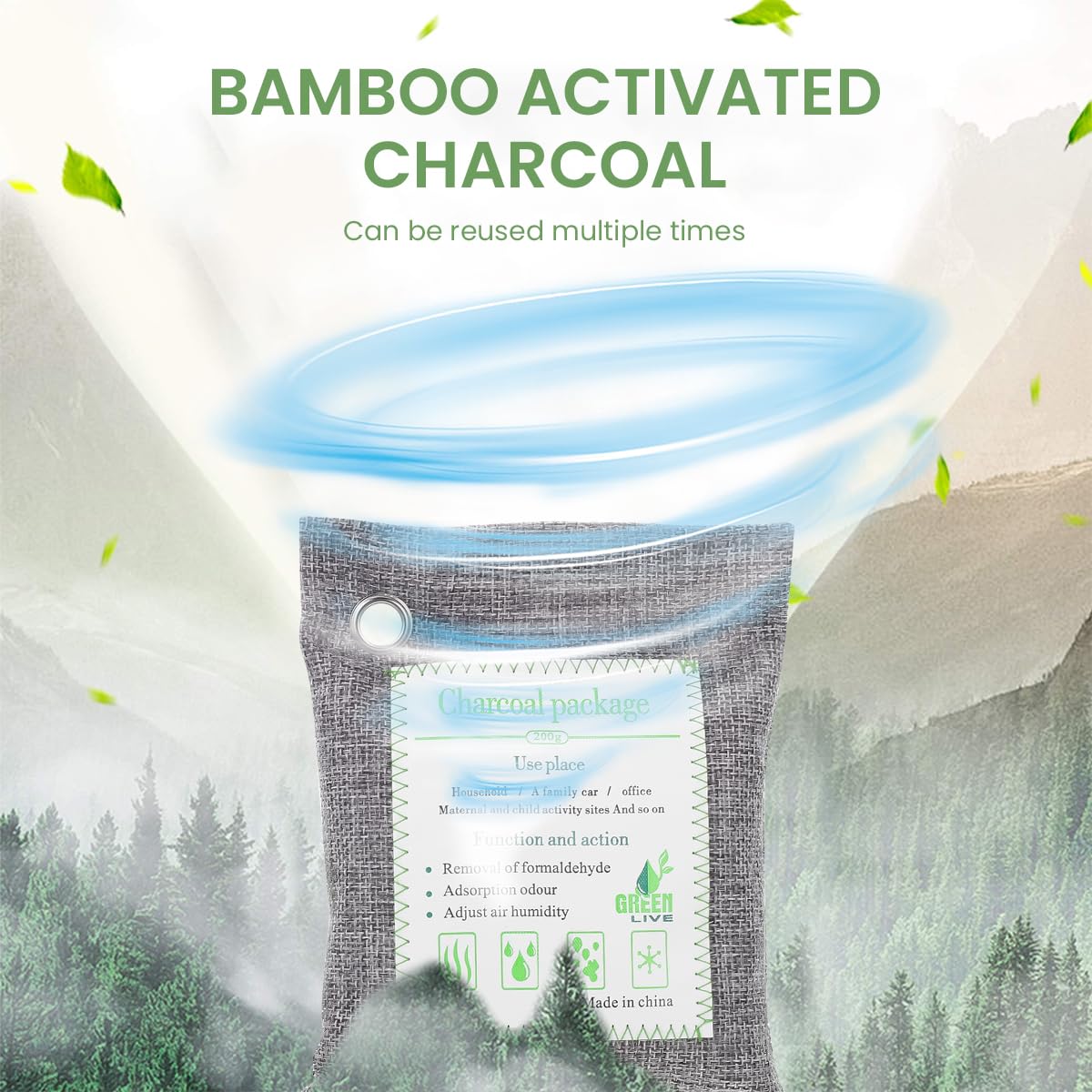 STHIRA Activated Charcoal Odor Absorber for Car and Closet with Hooks 4 Pack 200g Each | Non Toxic and Pet Safe Air Purifier