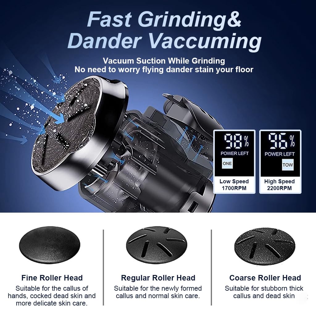 HANNEA Electric Callus Remover for Feet with 2 Speed 2200RPM Motor and LCD Display | USB Rechargeable IPX7 Waterproof Pedicure Kit