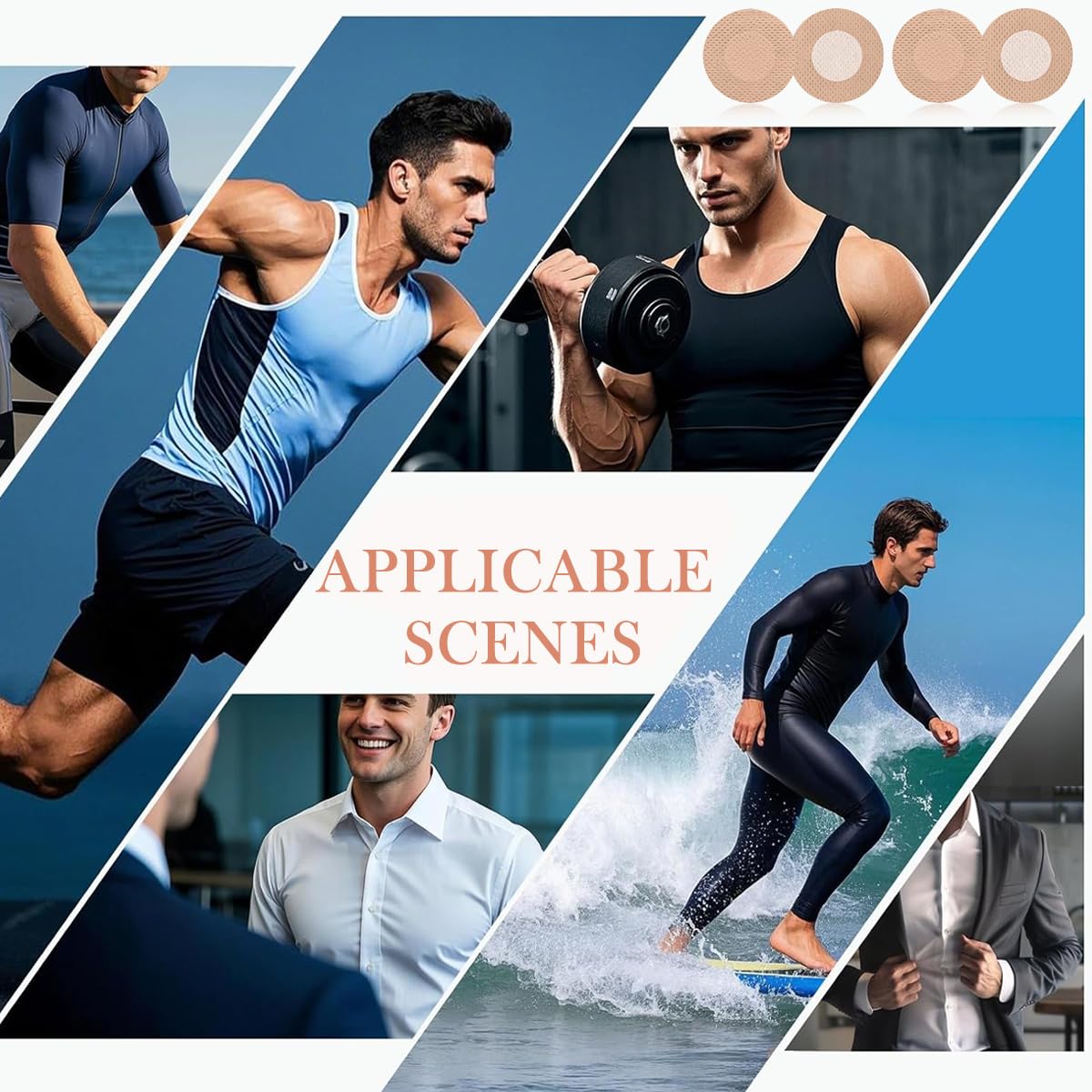 HANNEA Nipple Covers for Men 60 Count with Non Woven Adhesive featuring Nude Invisible Pads | Prevents Chafing and Irritation During Running