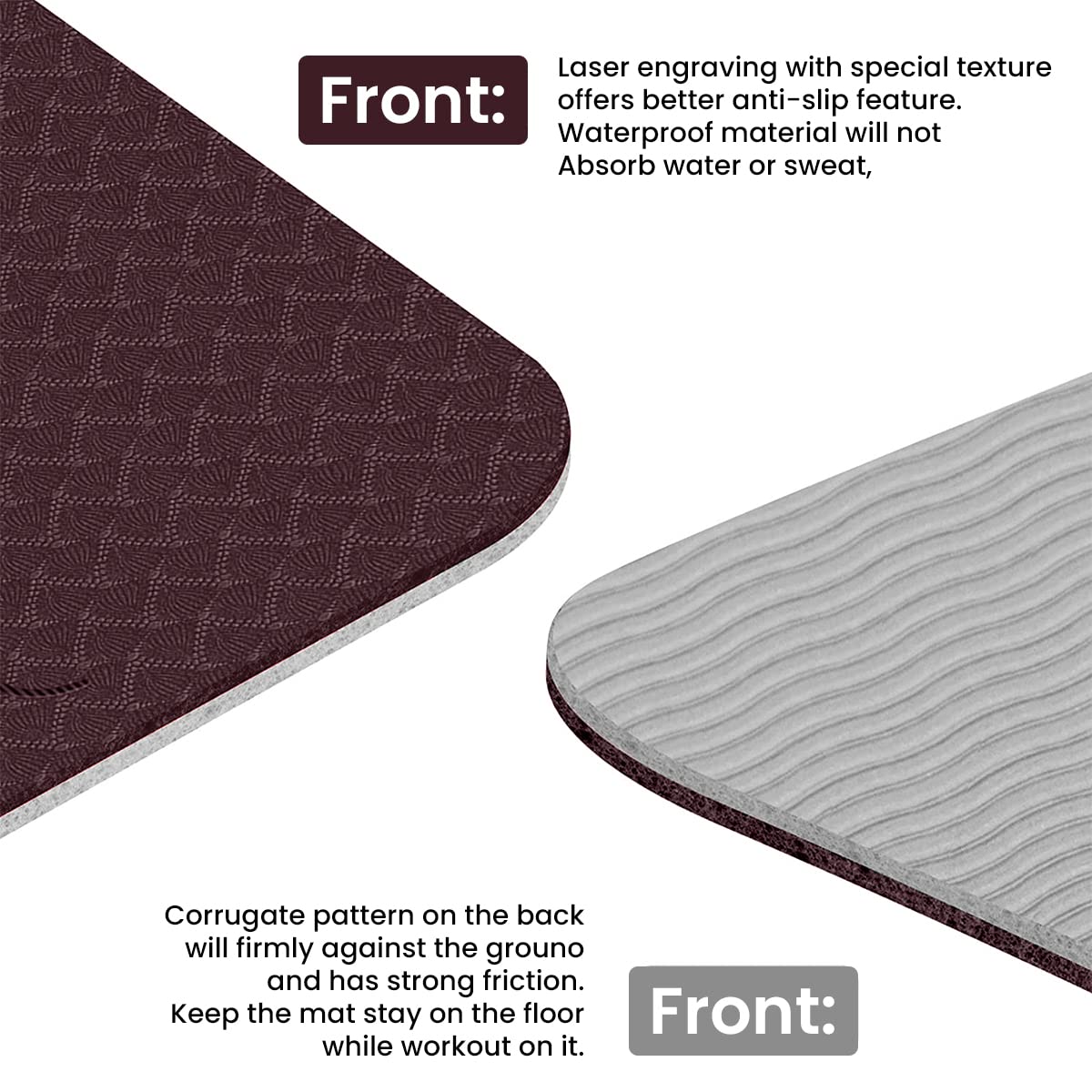 Proberos Yoga Mat for Home Gym and Outdoor Workout featuring 8mm Thickness and Double-Sided Non-Slip TPE | Includes Carry Bag and Strap