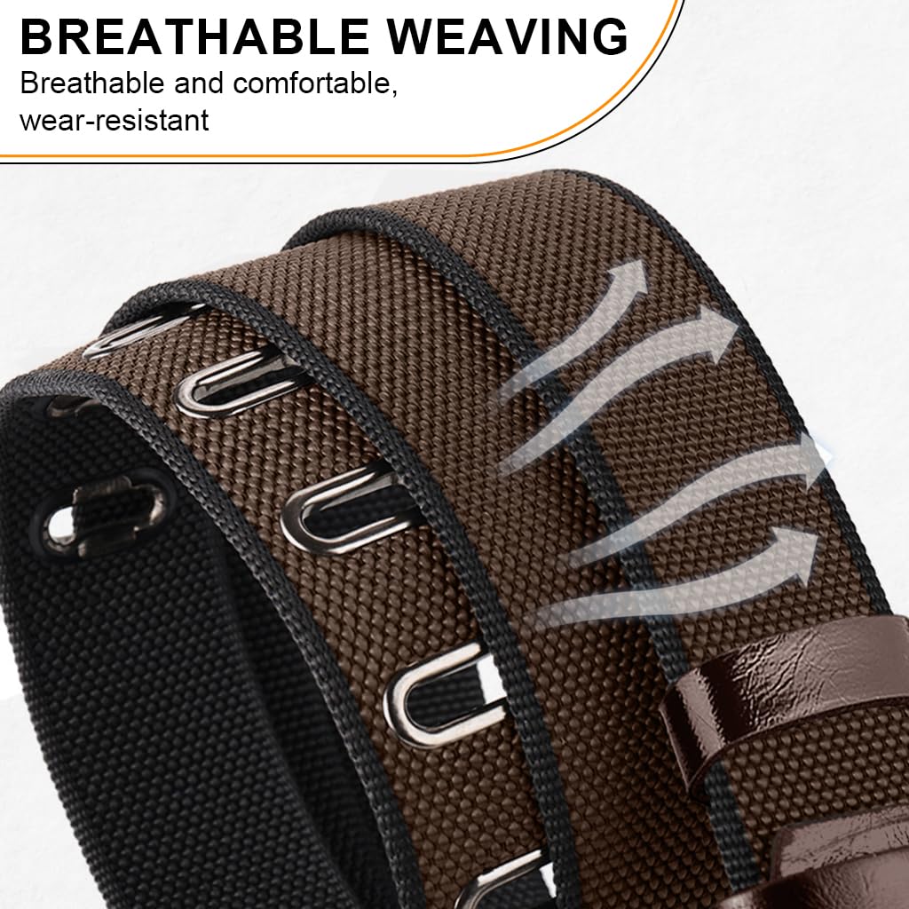 GUSTAVE Belt for Men with Pin and Tuck Alloy Buckle featuring 120 cm Adjustable Nylon Design | Brown Casual Outdoor Wear