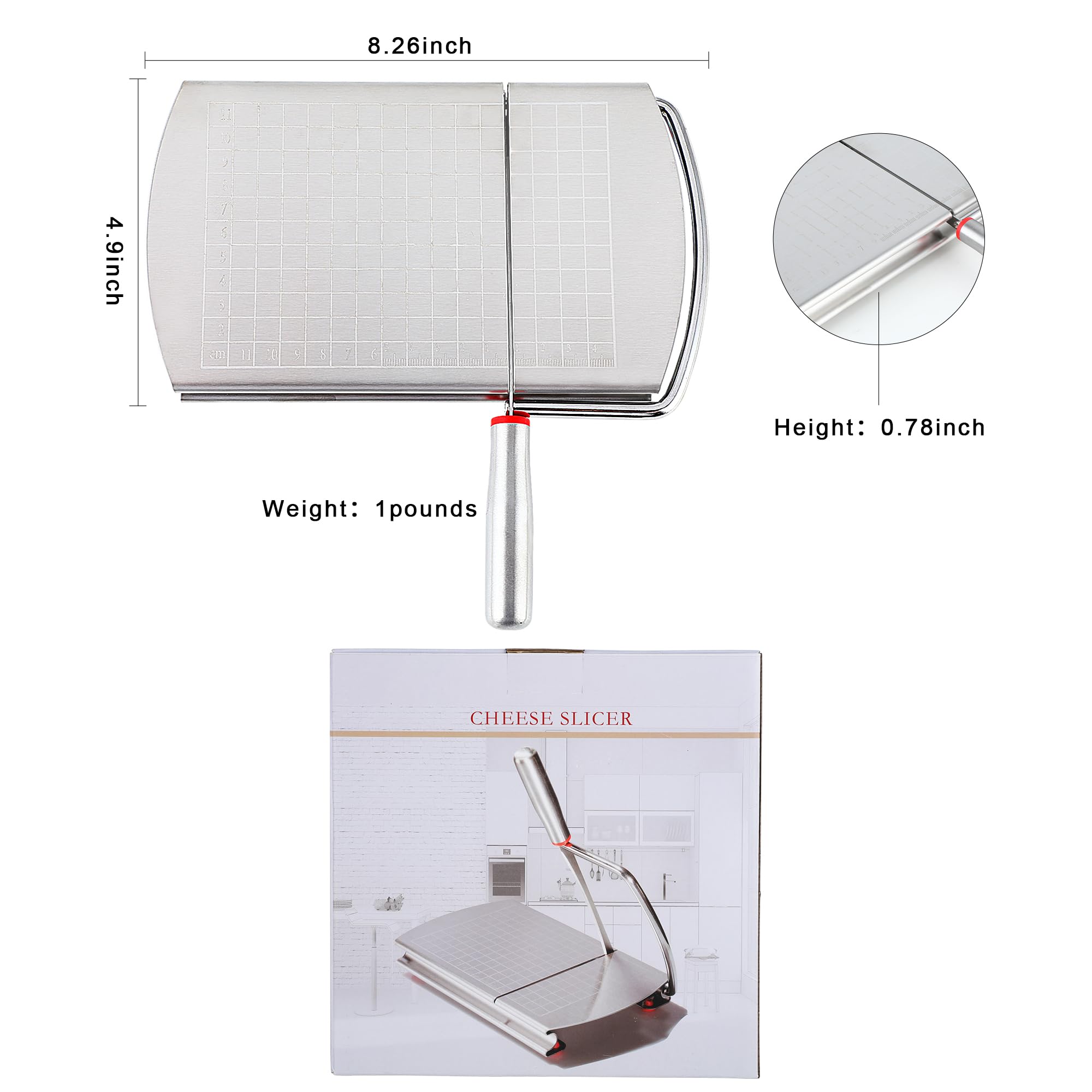 Supvox Cheese Slicer for Butter and Sausages featuring Grid Pattern Board with Stainless Steel Build