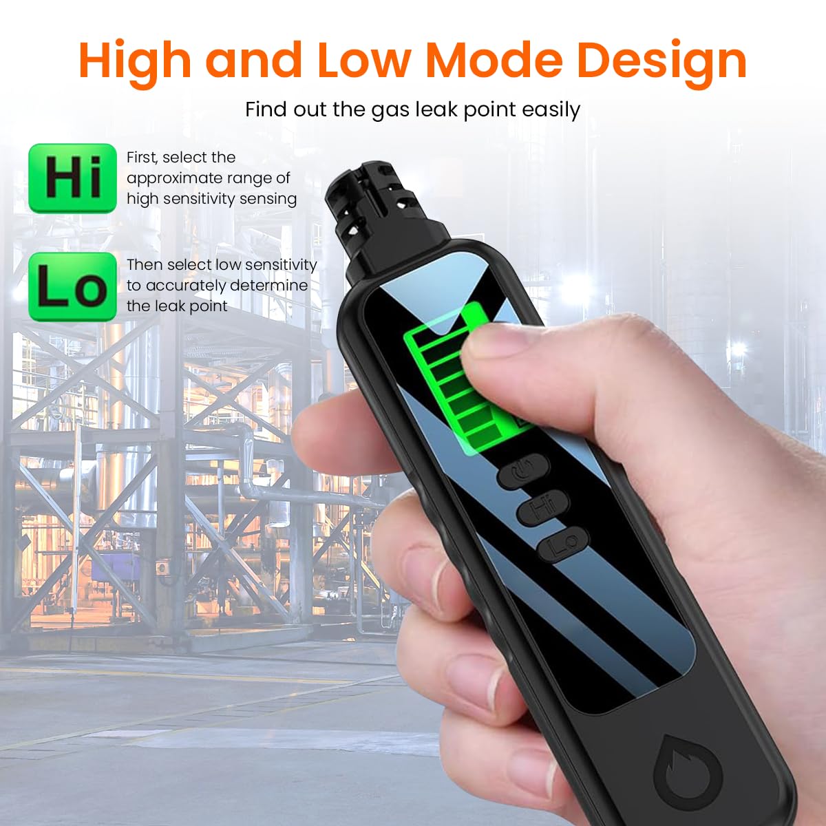 HASTHIP® Gas Leak Detector Portable LCD Nature Gas Detector with Buzz Alarm High & Low Senstivity, Gas Sniffer to Locate Combustible Gas Leak Sources Like Methane, Propane(Battery Not Included)