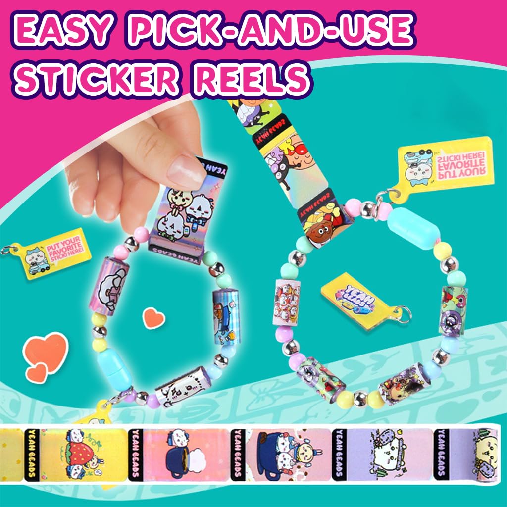 PATPAT DIY Sticker Bracelet Kit for Kids featuring 10 Cartoon Sticker Reels | 2PCS Set