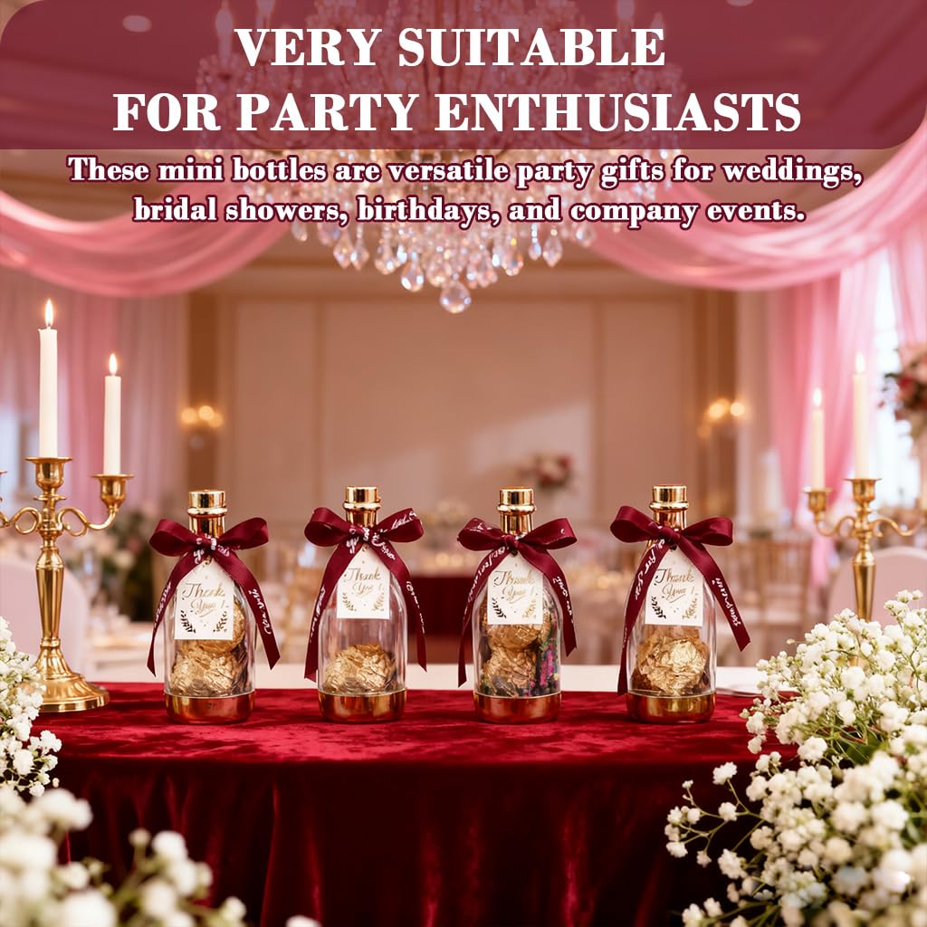HASTHIP Mini Champagne Bottle Gift Boxes for Party Favors with Ribbon Decoration 6 Pcs 4.5x11.5cm Clear Glass | Weddings and Celebrations