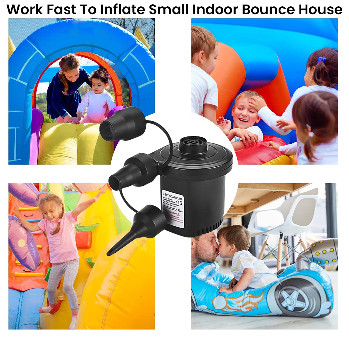 Serplex Electric Air Pump for Car and Home with 5000pa Pressure and 2800mAh Battery | 3 Nozzles