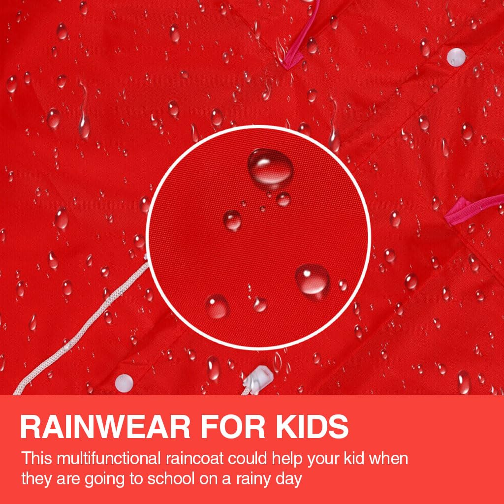 PALAY Raincoat for Kids with Hood and Pockets featuring 65cm Length Polyester Protection