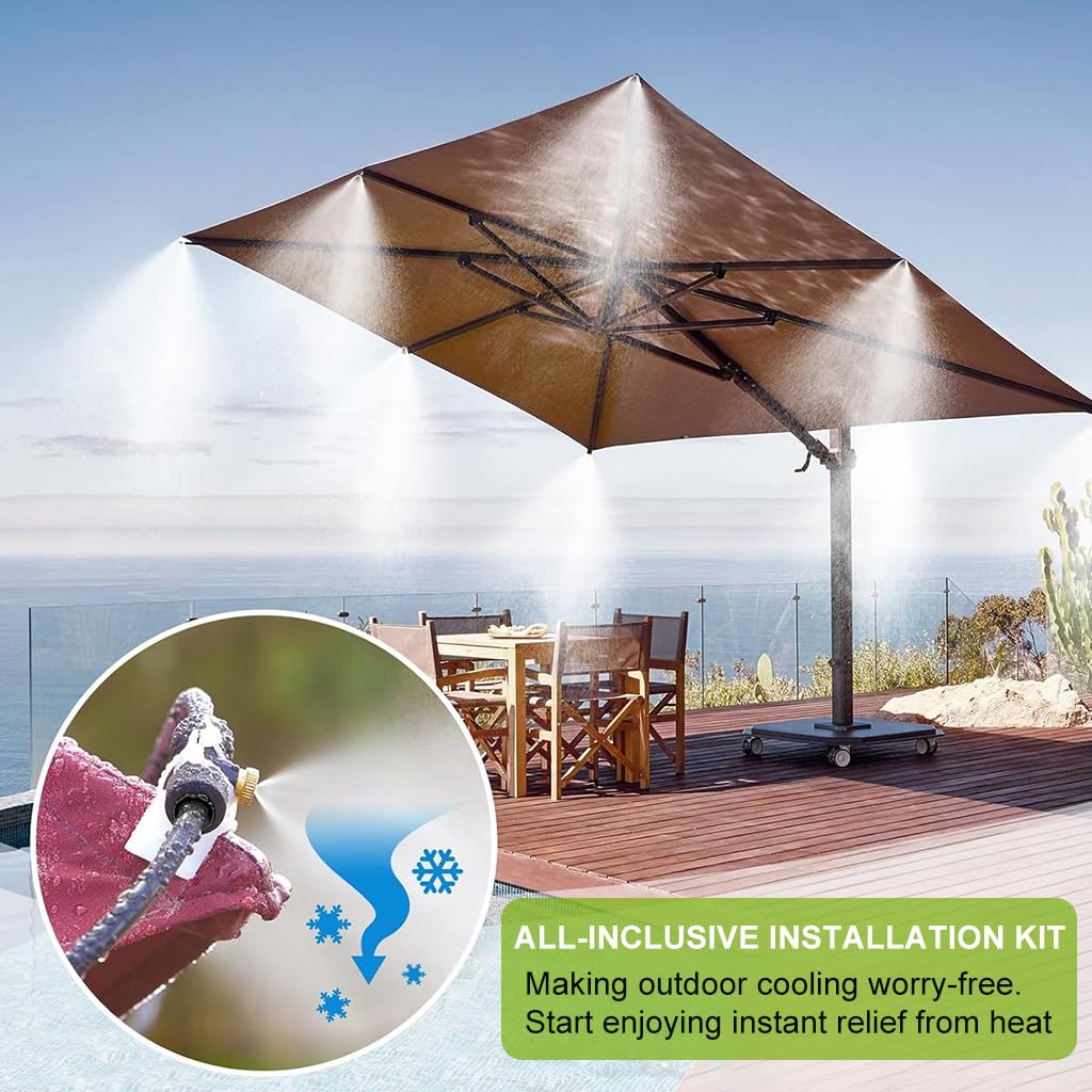 HASTHIP Cool Mist Spray System for Patio and Garden with 26ft PE Tubing and 8 Nozzles