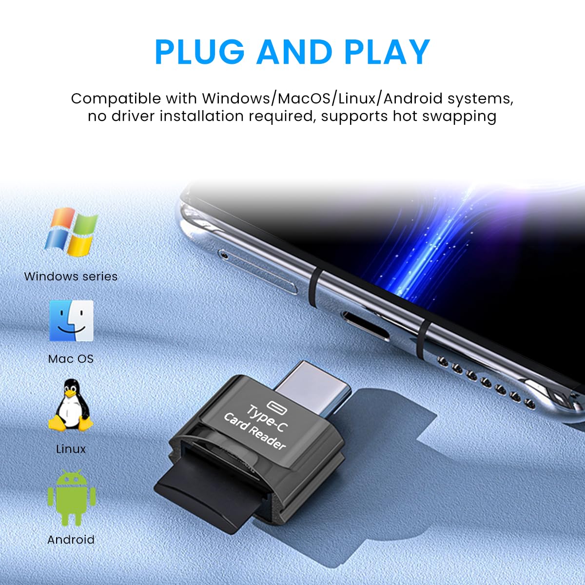 Zeitel TF Card Reader for Type C Devices with 480 Mbps Data Transfer | Portable OTG Memory Reader