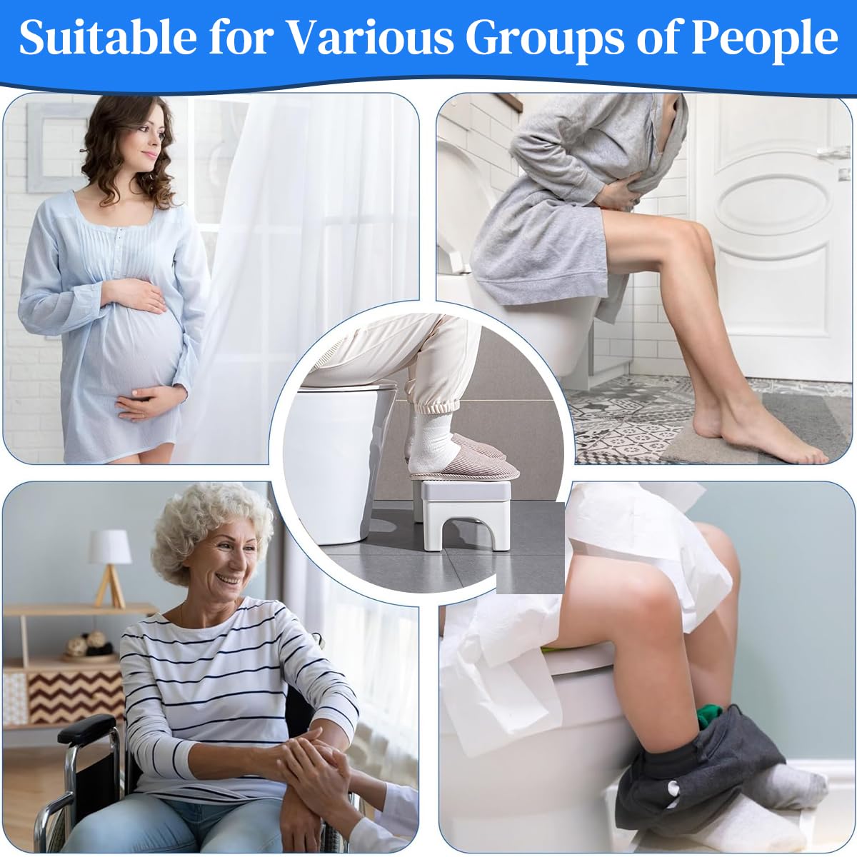 HASTHIP Foot Massage Squatty Potty for Adults featuring 6 Rollers and 40x21x17cm Design | Anti Slip Stool