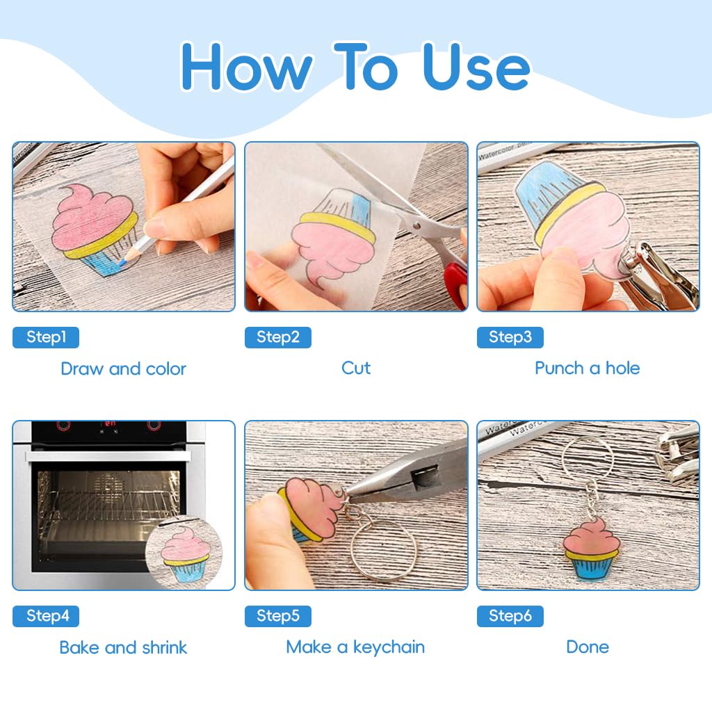 PATPAT Heat Shrink Art Film Paper for DIY Crafts with Translucent Frosted Finish 20Pcs 20x14.5cm