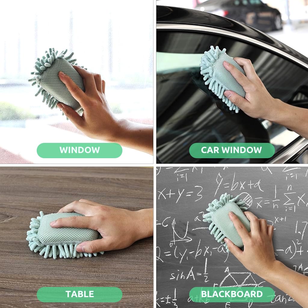 HASTHIP Double Sided Magnetic Whiteboard Eraser for Classroom Use 12x7x3 cm | Chenille Sponge Cleaner Pack of 4