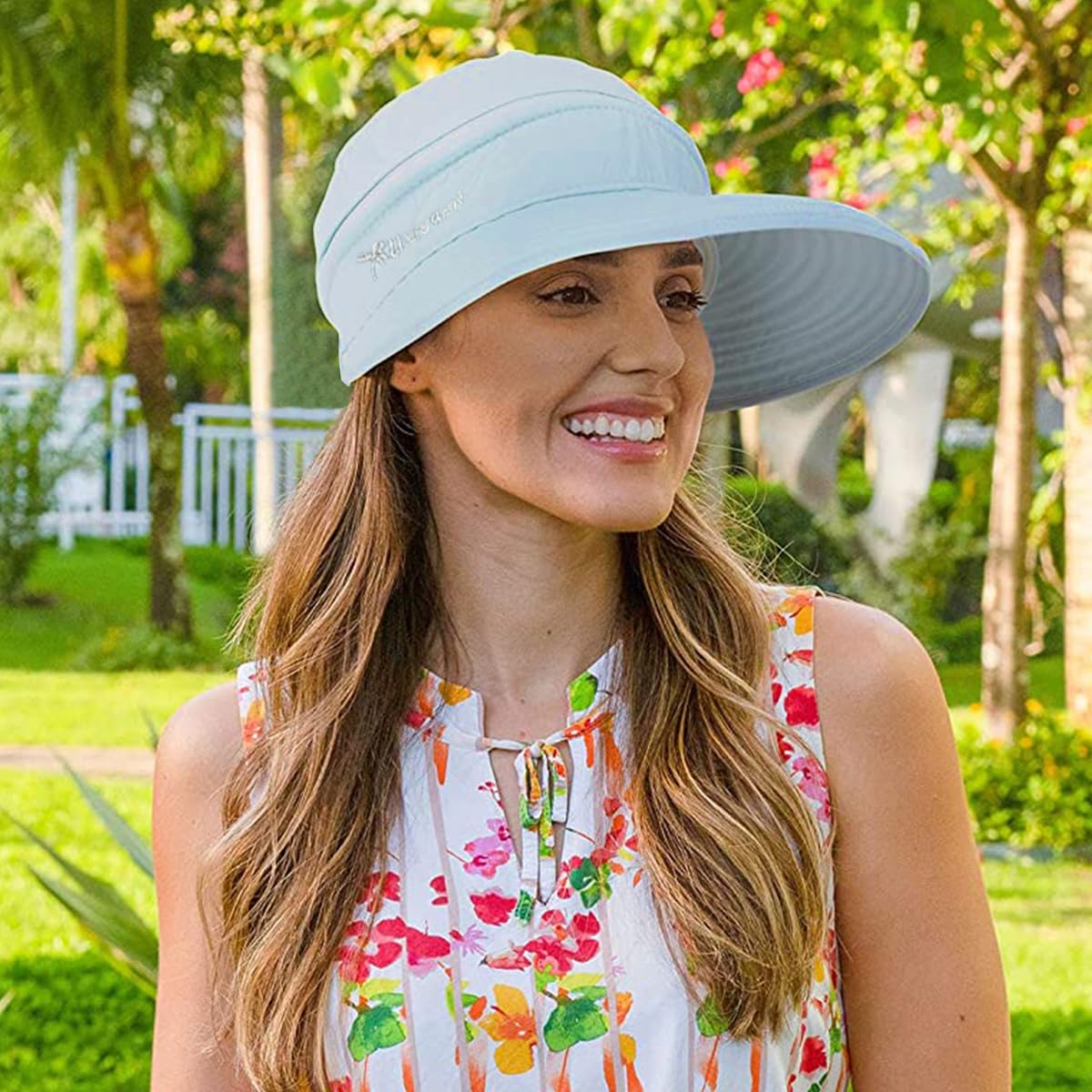 Venzina Sun Hat for Women featuring 4.3 in Wide Brim & Detachable Top | Blue UV Protection