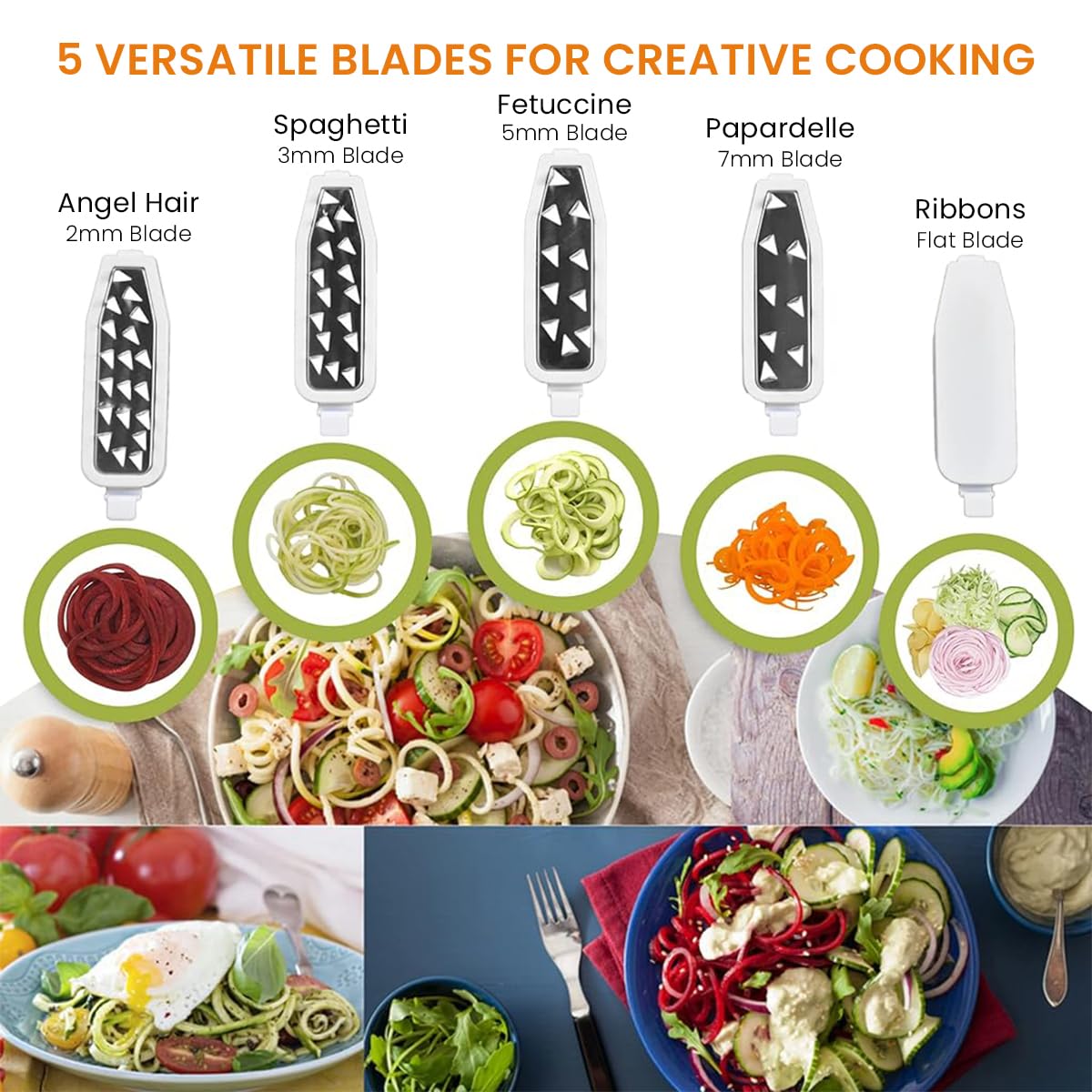 HASTHIP Vegetable Slicer for Kitchen with 5 Blades and Stable Suction Cup | Easy Storage