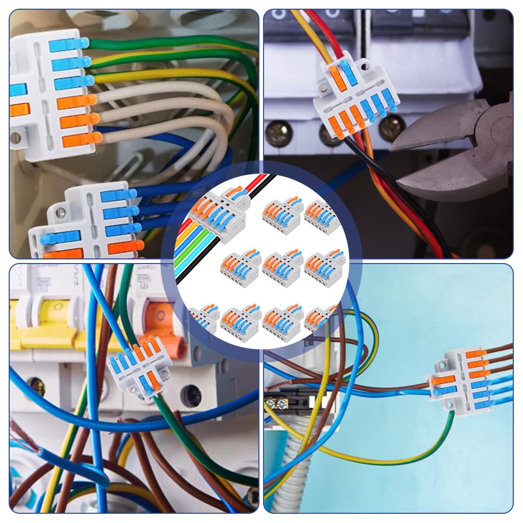 Serplex Lever Nut Wire Connectors 10Pcs for 2 in to 6 Out Wiring with PA66 Flame Retardant