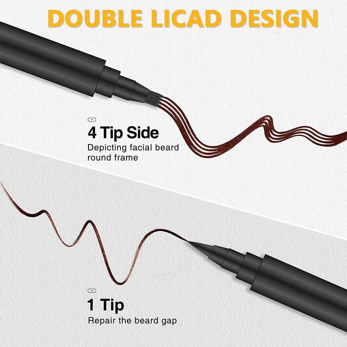 MAYCREATE Beard Pencil Filler with 2 Pen Nibs and Brush for Natural Beard Shaping | Black