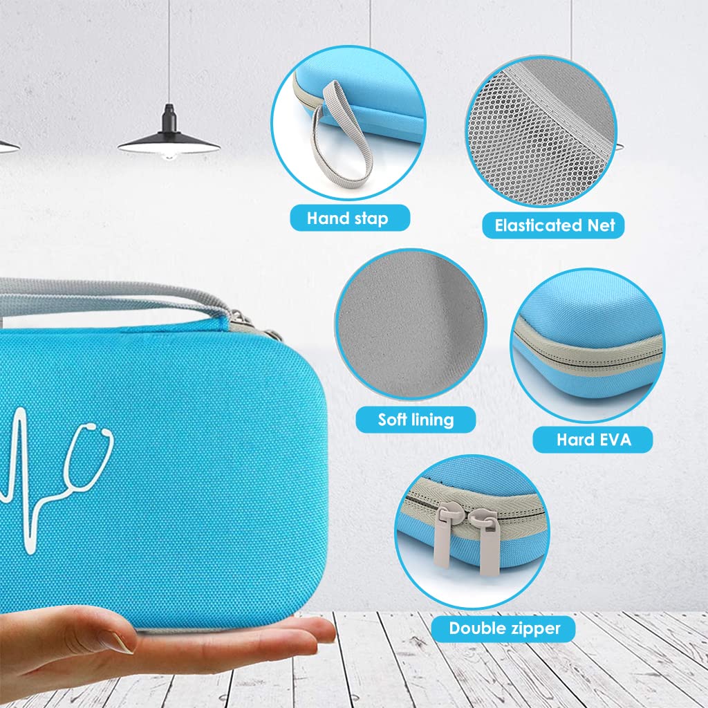 ZORBES Stethoscope Case for Littmann and Omron with Mesh Pocket & EVA Shell | 11.2×4.7×2.2 in Blue