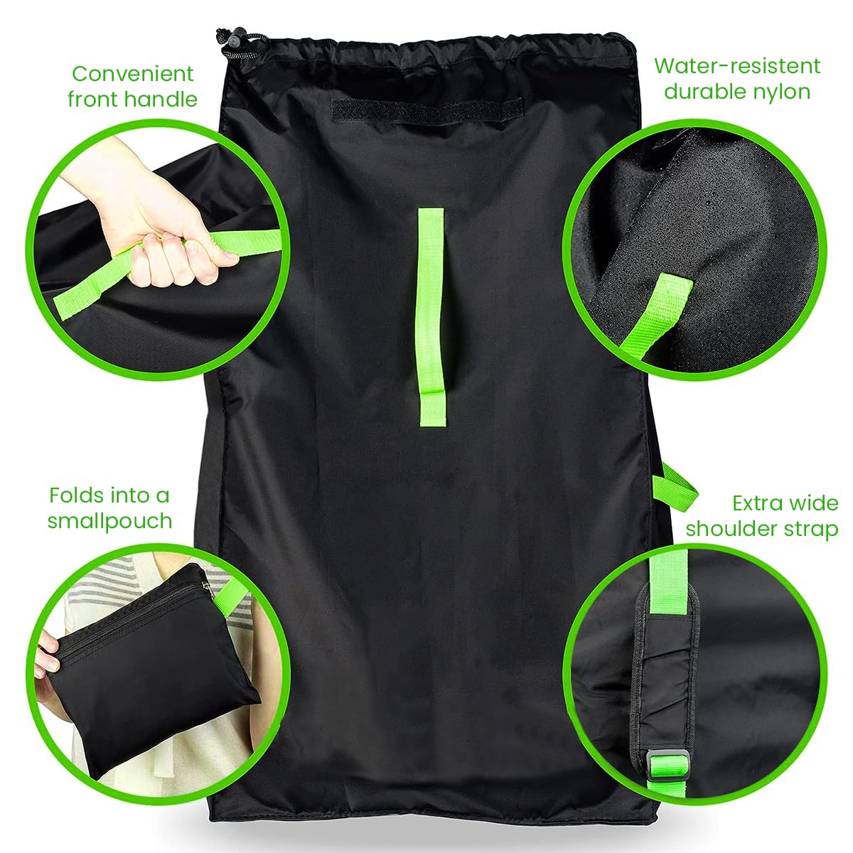 SNOWIE SOFT Carry Bag for Baby Car Seat with Handles and Shoulder Strap 420D Oxford Cloth | Dustproof Gate Check Storage for Stroller Travel