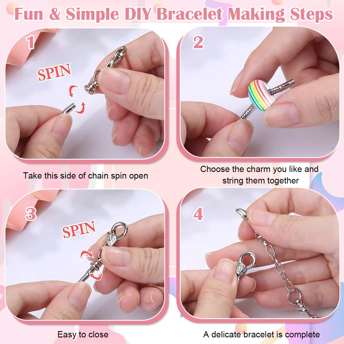 SANNIDHI DIY Bracelet Making Kit for Girls with Kuromi Charms and Beads | Gift Box Set