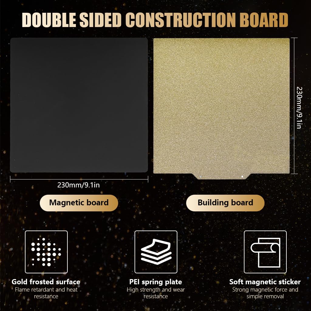 Serplex 3D Printer Heated Bed Build Plate for Anycubic Kobra | 230x230mm Double-Sided PEI Steel