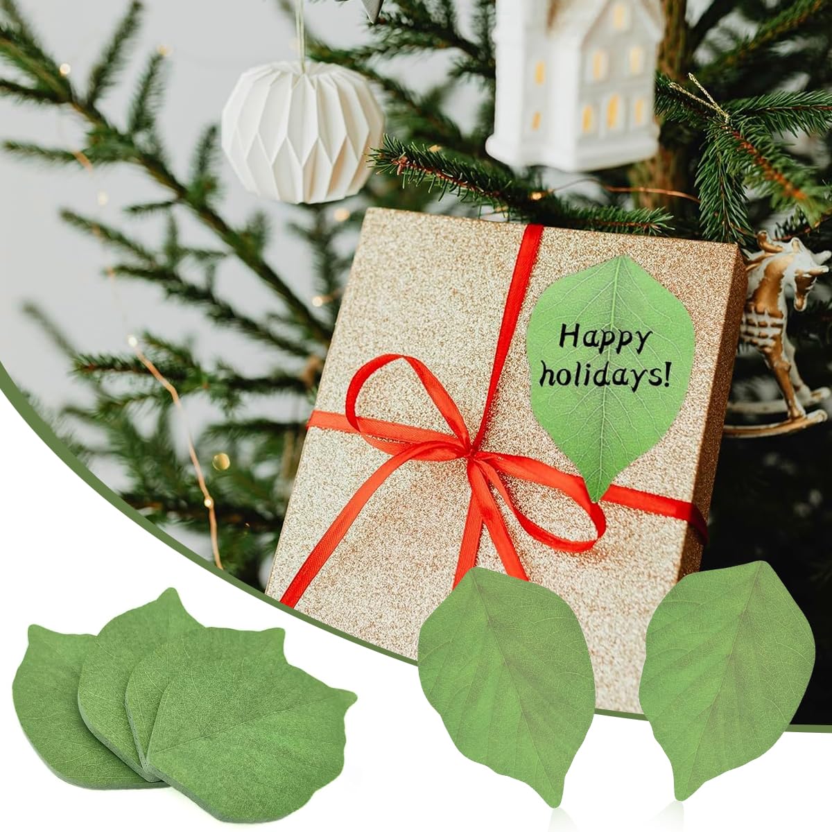 HASTHIP Sticky Notes for To Do Lists and Reminders featuring Leaf Design 200 Sheets | Recyclable Green Pads for Home Office