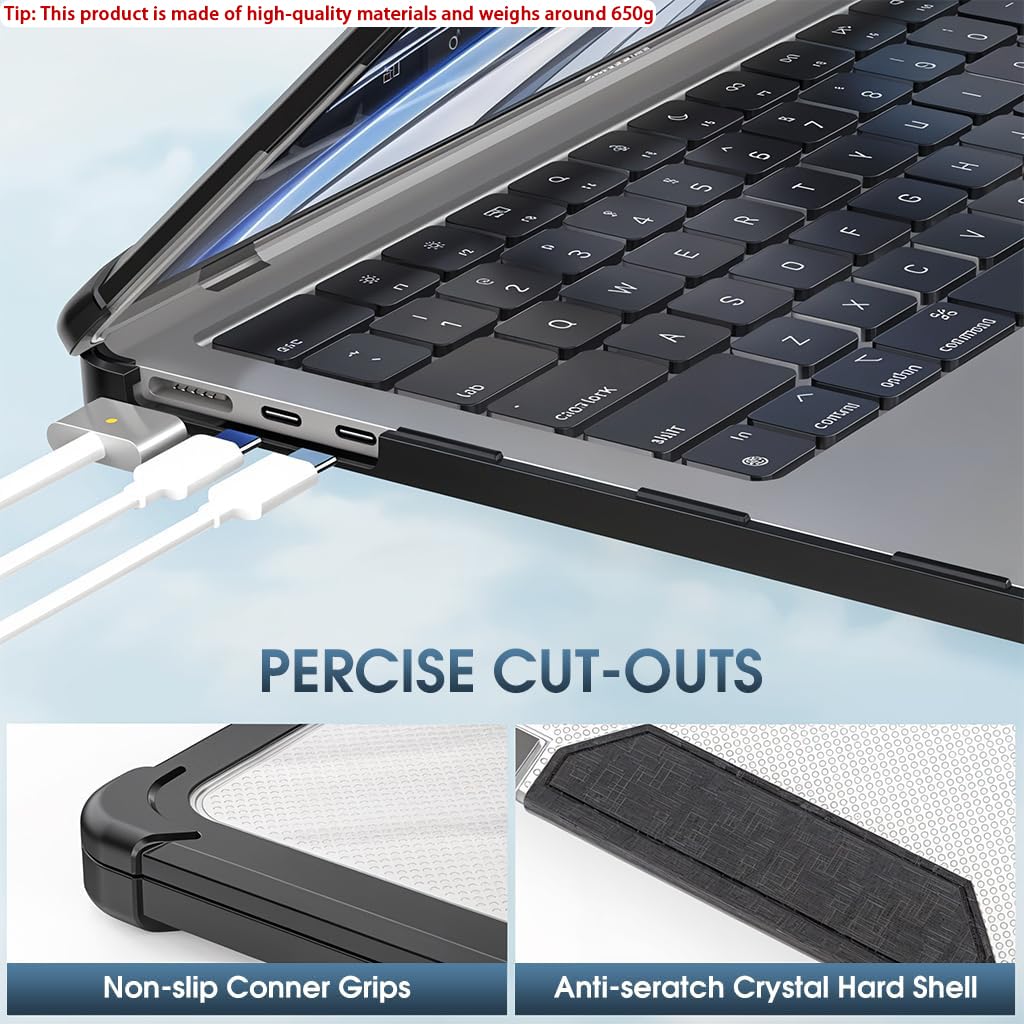 HASTHIP Laptop Case Cover for MacBook Air 13.6 inch with TPU Bumper and Fold Kickstand