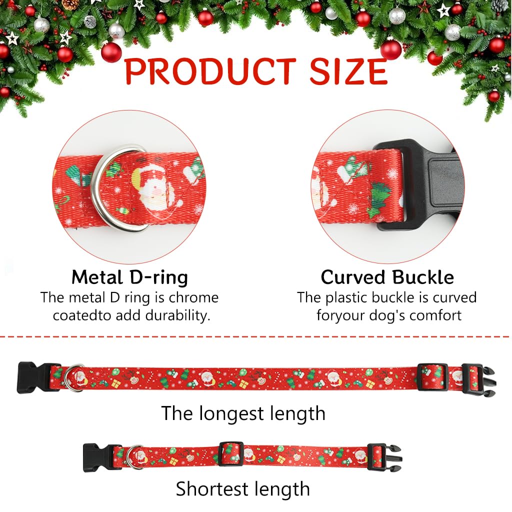 Qpets Christmas Dog Collar for Holiday Dress-up with Quick Release Buckle and Metal D Ring | Adjustable 40–65 cm Polyester Design