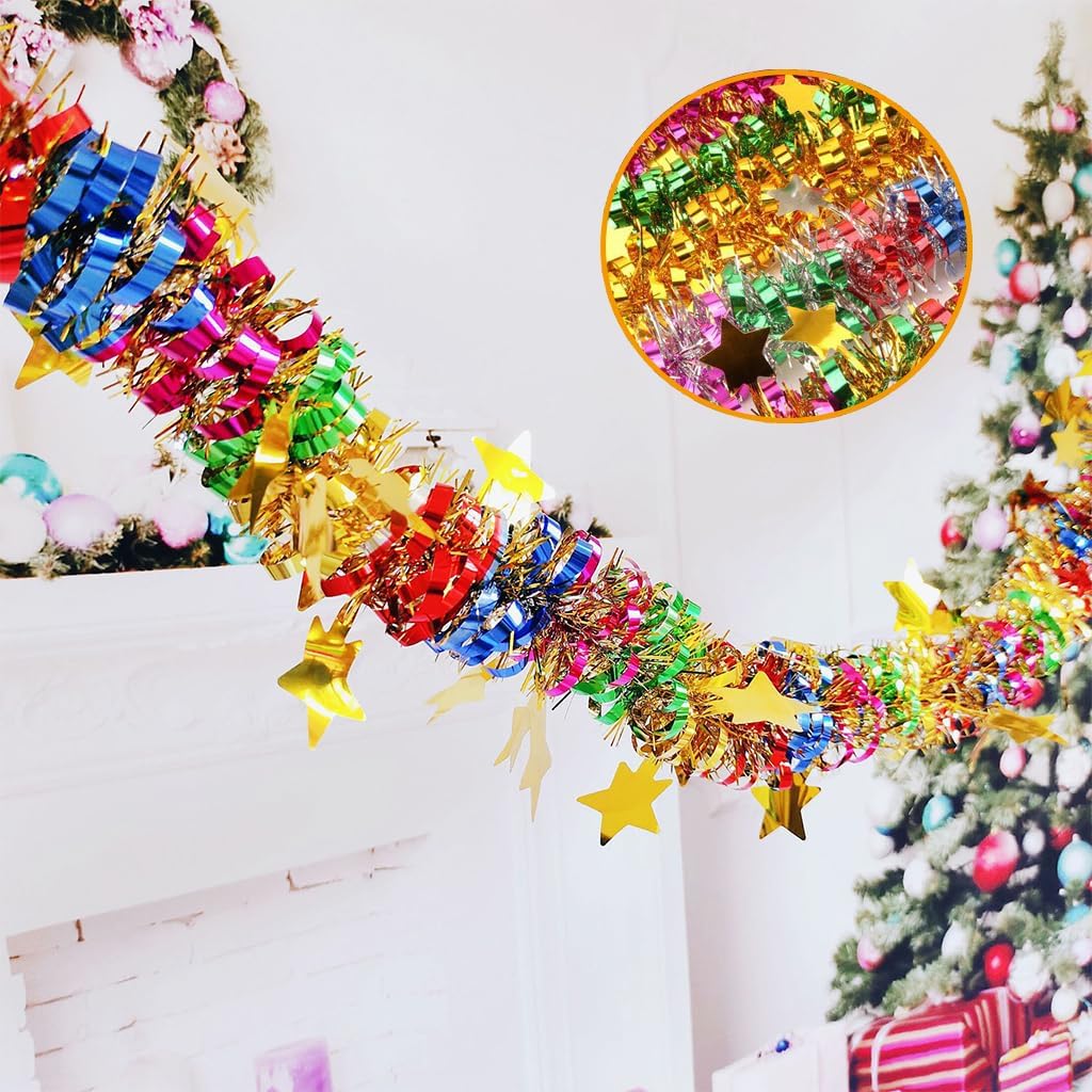 HASTHIP Hanging Confetti Garland for Party and Home Decoration featuring 2pcs 6.6ft Multicolor Shining Design | Ideal for Birthday and Christmas