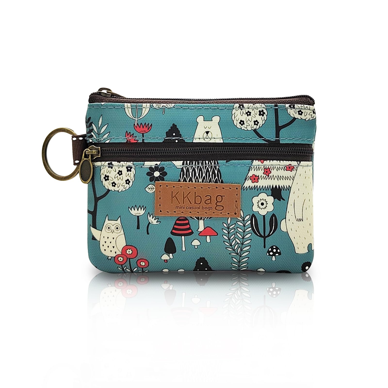 PALAY® Coin Bag with Carabiner Small Double Layer Wallet Card Bags Cute Girls Purse Zippe Pouch Cash Bag Earphone Fashion Earphone Waterproof Polyester Mini Bags for Women Girls