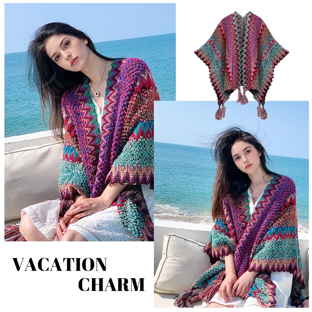 SANNIDHI Shawl for Women featuring Hand Knitted Open Front Design 140x110cm | Cozy Fall Wrap