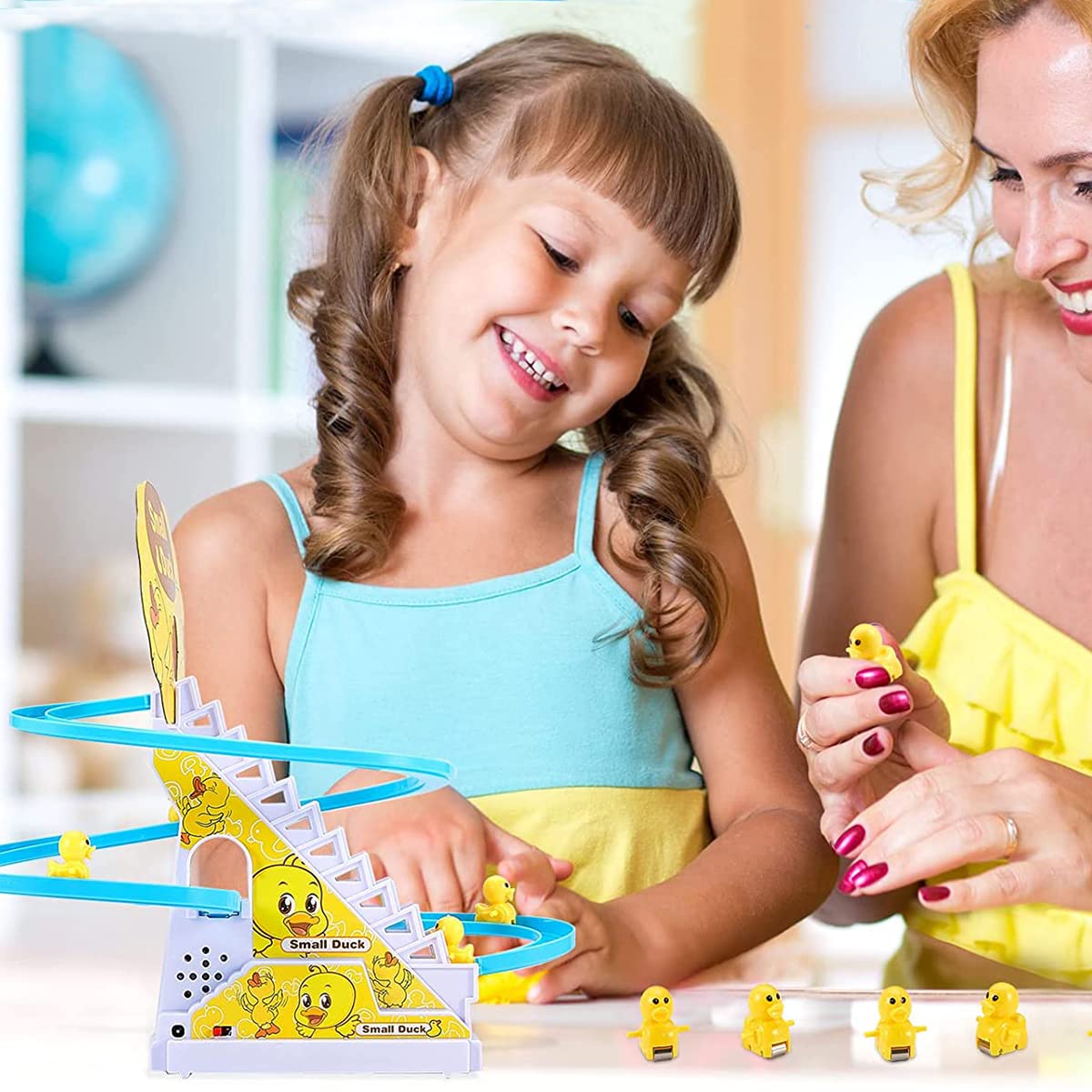 PATPAT Electric Duck Toys for Kids with 9 Ducks and Automatic Stair-Climbing Lights | Fun Musical Gift