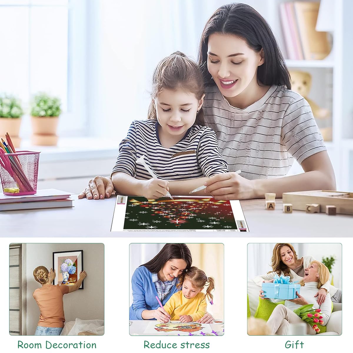 Venzina Diamond Painting Kit for Christmas Tree Wall Decor 12x16in with 5D Gems | Ideal Gift