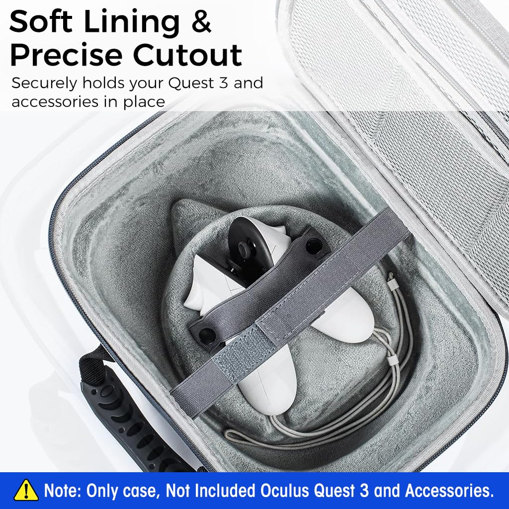 ZORBES Carrying Case for Meta Quest 3 with Dual Zipper and Elastic Fasten Belt | 13.6 x 10.4 x 5.1 in Hard Nylon Travel Bag