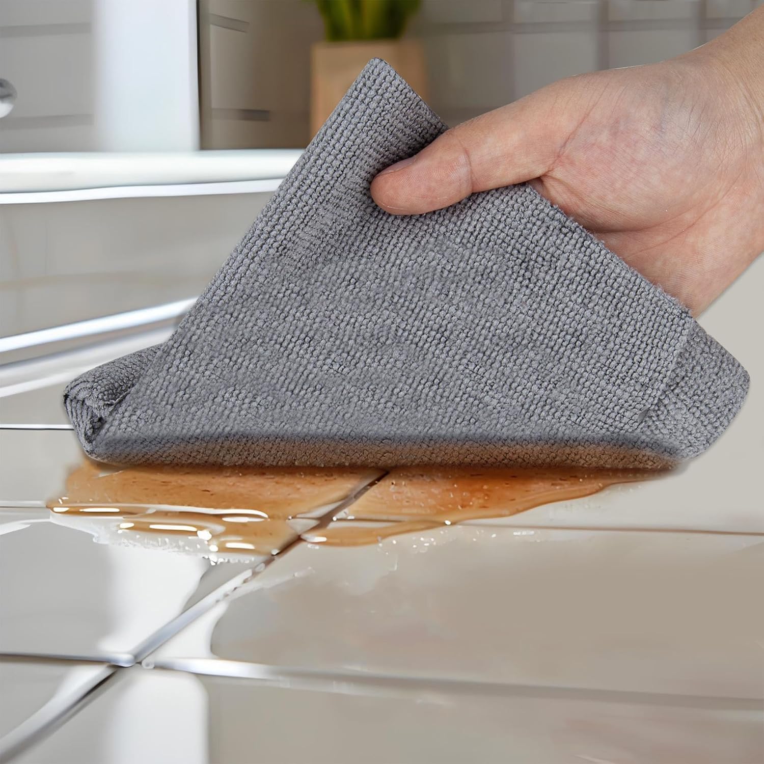 HASTHIP Microfiber Cleaning Cloth Roll for Kitchen Use with 60pcs Tear Away Towels | Reusable and Washable