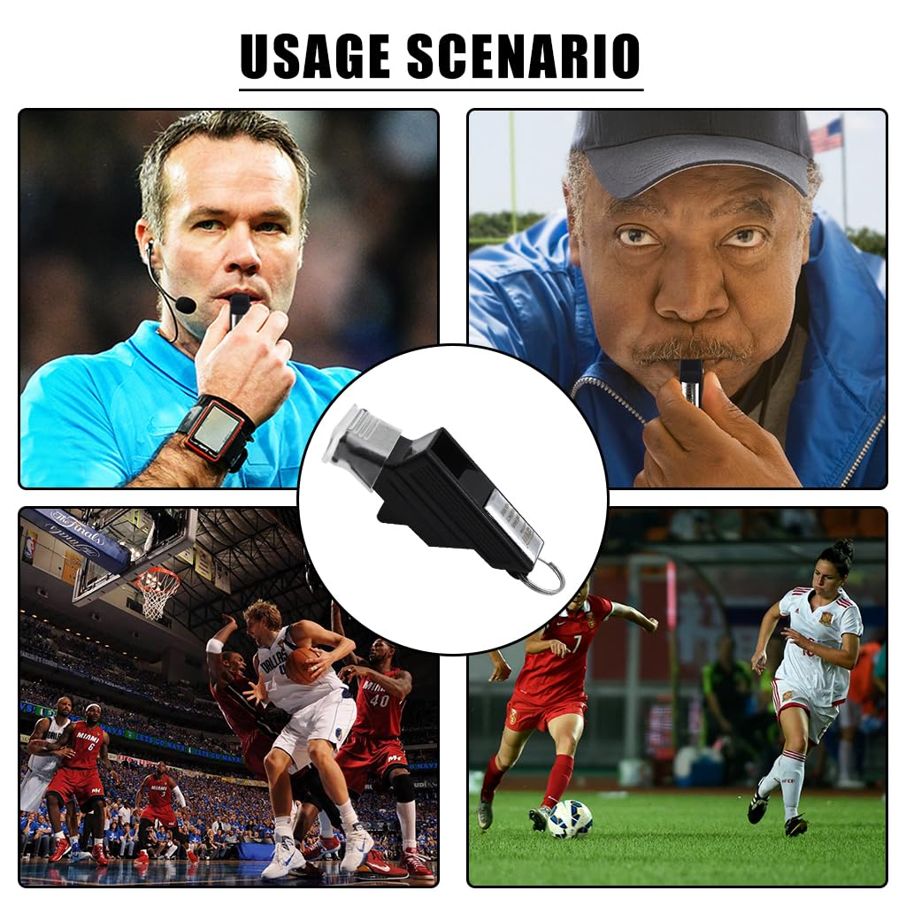 Proberos Sports Whistle for Coach and Referee with Lanyard and Metal Keychain 2.75×2×0.6cm Black