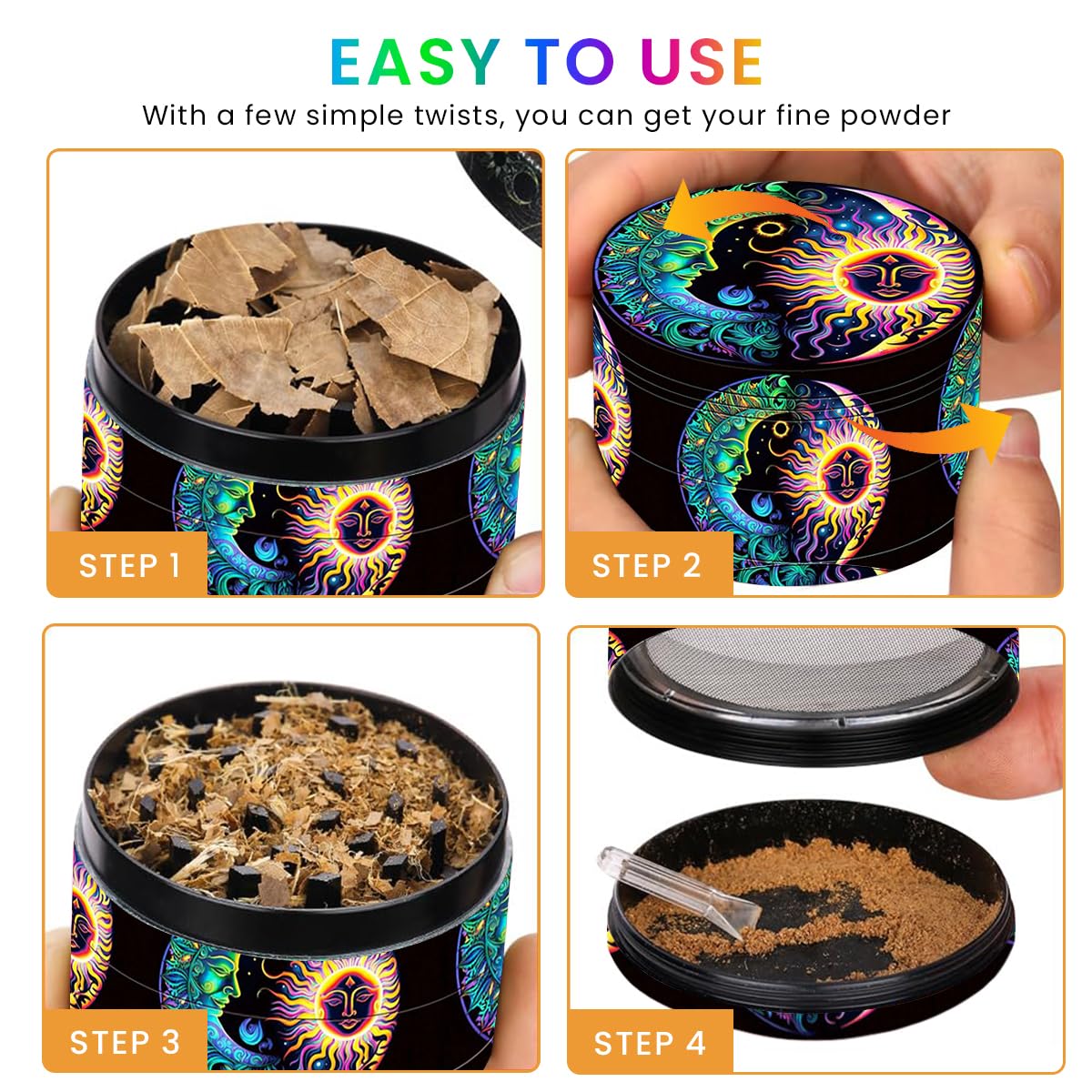 Supvox Grinder for Herbs and Spices with 4 Layer Design and Precision Teeth | Zinc Alloy Build