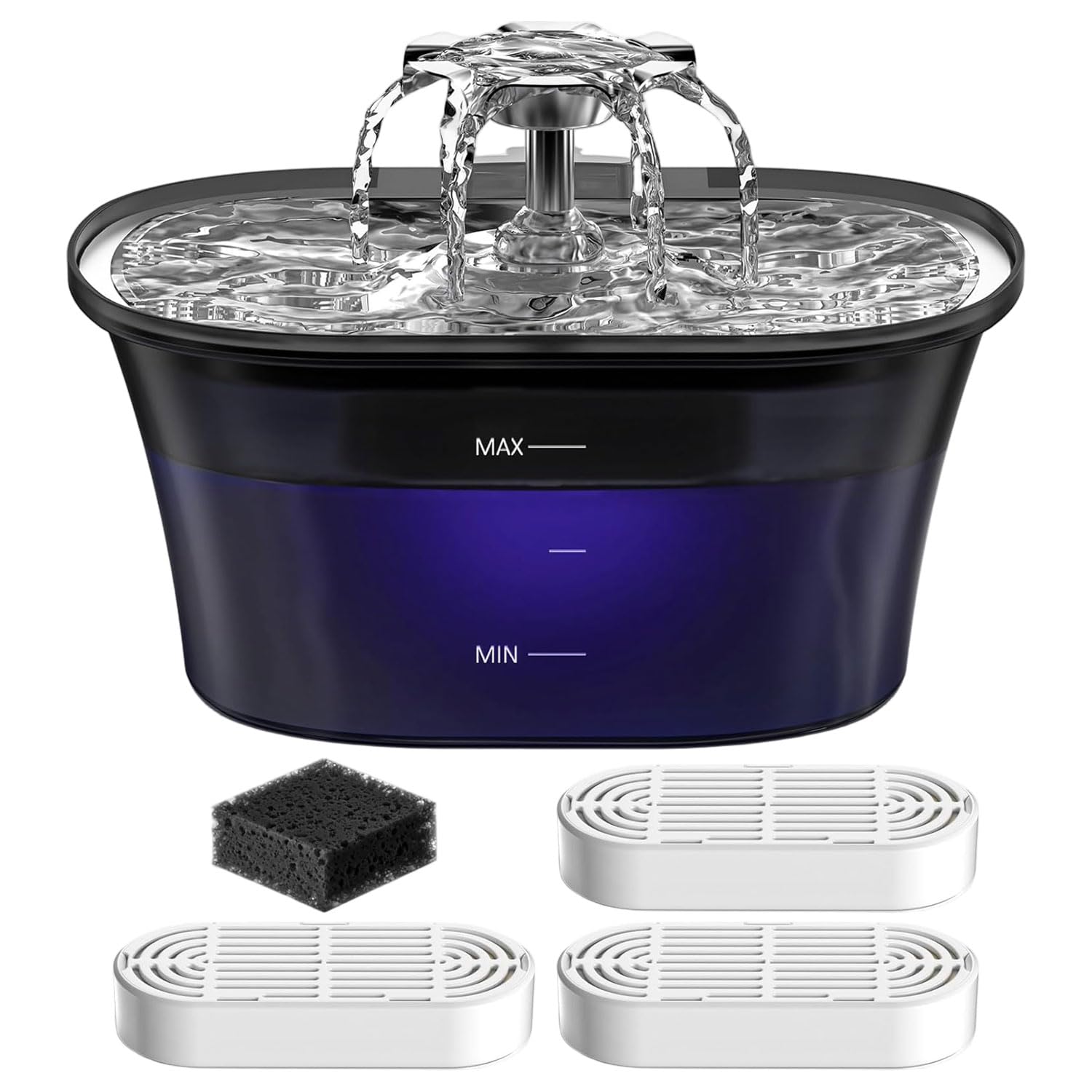 Qpets Cat Water Fountain with 3L Capacity and Auto Circulation Filtration | USB Rechargeable Silent Design