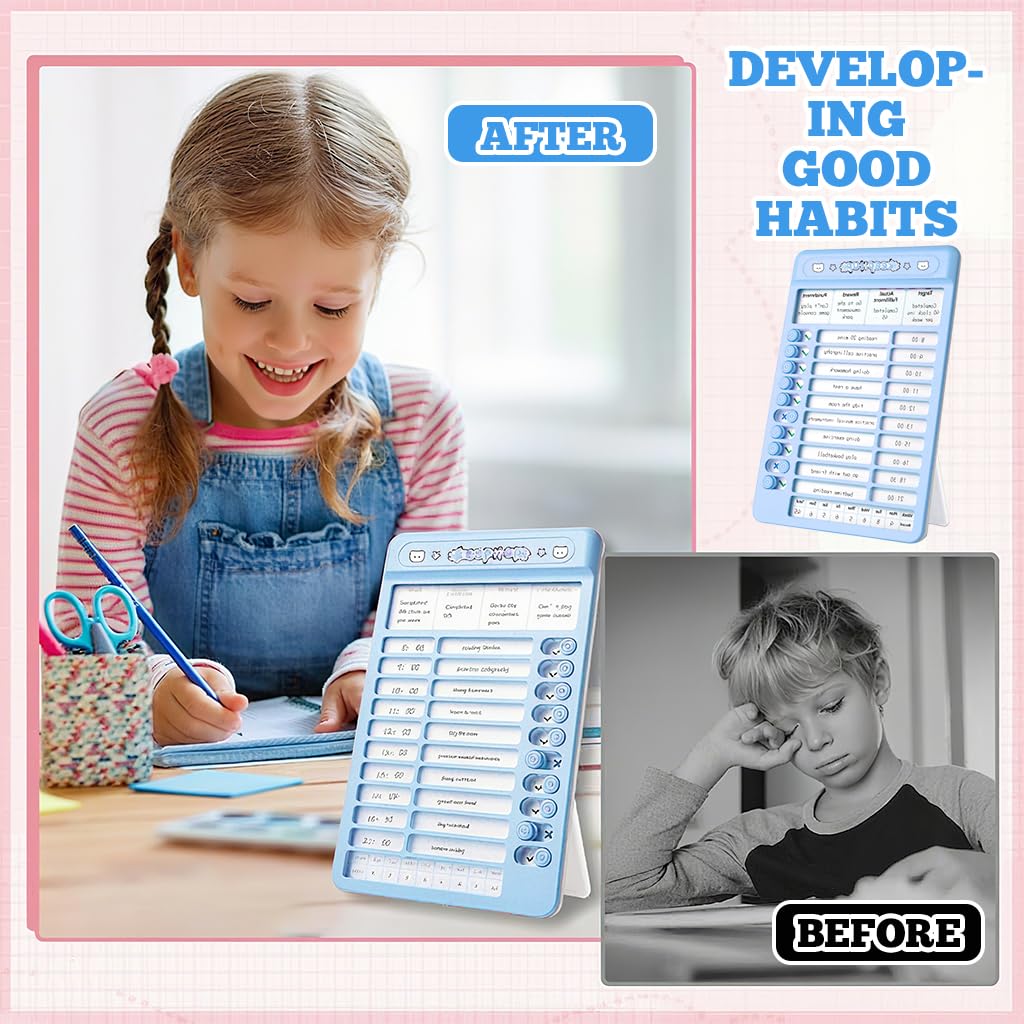 ZIBUYU Dry Erase Chore Chart Board for Kids and Teens with 15 Reusable Sheets | Slider Checklist and Stickers