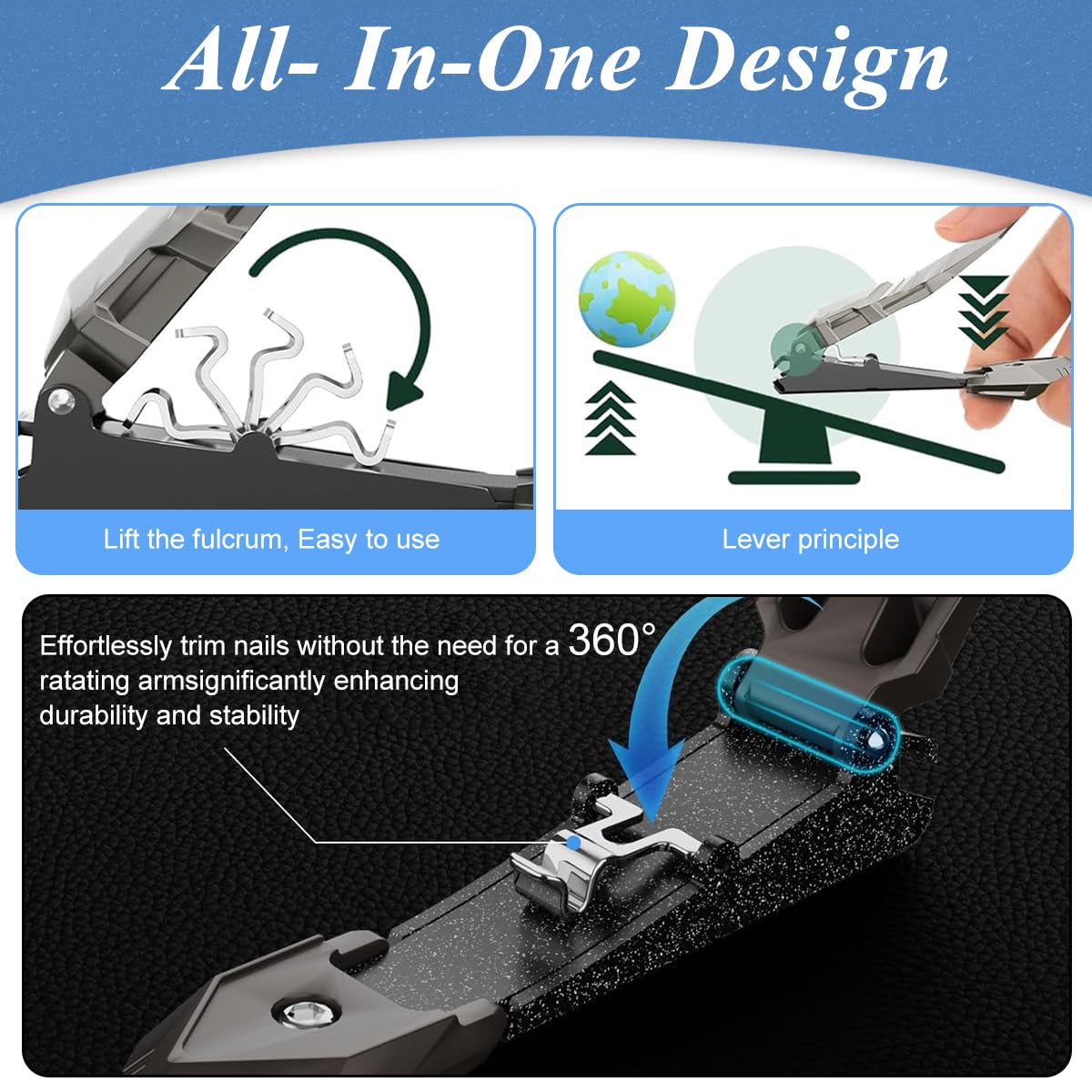 MAYCREATE® Nail Cutter for Adults Stainless Steel Nail Clipper for Tough Nails Thick Nails, Anti-splash mini Nail Cutter