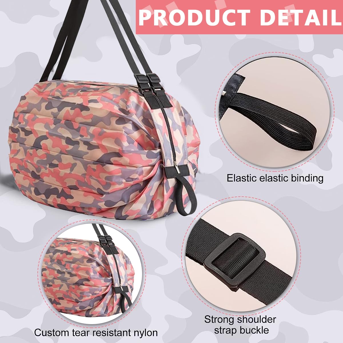 MAYCREATE Reusable Shopping Bag for Grocery with Dual Handles and Zipper | 2Pcs 40×40cm Nylon Foldable Waterproof Tote