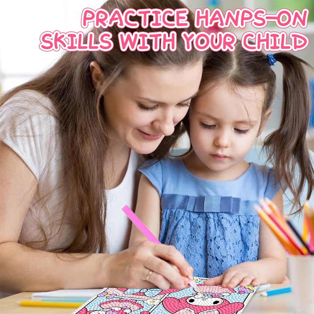 PATPAT DIY Diamond Painting Kit for Kids featuring Cute Melody Art with Wooden Frame 2PCS