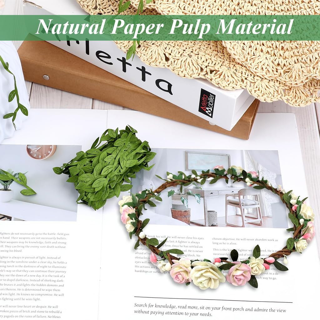 HASTHIP Paper Willow Leaf Strips for Wreaths and DIY Decor featuring 20 Meters Sustainable Material | Natural Look Home Decoration
