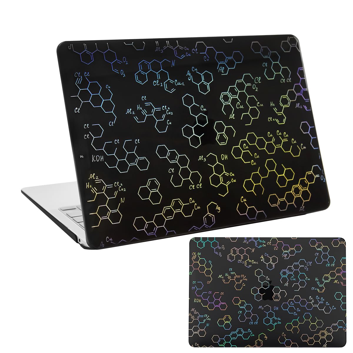 ZORBES Laptop Case for MacBook Air 13 Inch M1 2018-2021 Release A2337 / A2179 / A1932, Creative Color Molecular Structure Case Heat Dispassion Design Anti-slip Waterproof Laptop Protector Hard Case